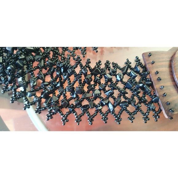 Elastic Wood Bead Belts, Black, 34.4 inch~38.3 inch - Picture 4 of 5